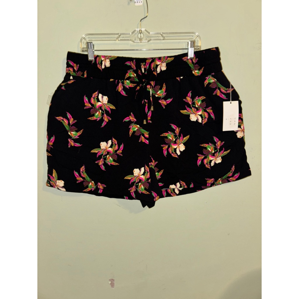 Women's A New Day Black Floral High Waist Shorts Plus Size XXL